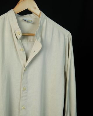 Ivory Beige Band Collar Shirt_img_3
