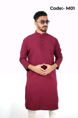 প্রিমিয়াম মাইক্রোস্টিজ সলিড পাঞ্জাবি/ কালার > Maroon_img_0