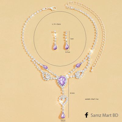 Luxury Dimond Cut Shallow Purple Necklace and Earing Set_img_3