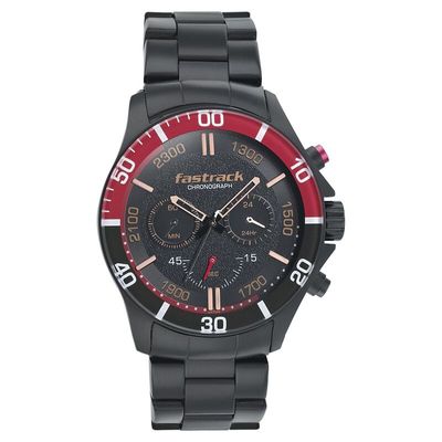 Fastrack NS3072NM01 Hitlist Quartz Chronograph Black Dial Stainless Steel Strap Watch_img_0
