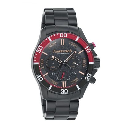 Fastrack NS3072NM01 Hitlist Quartz Chronograph Black Dial Stainless Steel Strap Watch_img_4