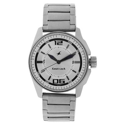 Fastrack NR3089SM01 Quartz Analog Silver Dial Metal Strap Watch_img_0