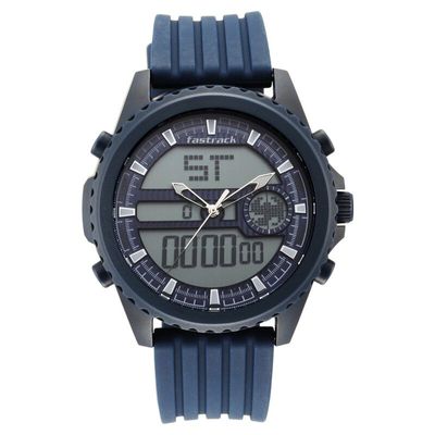 Fastrack NR38064PP03 Streetwear Quartz Analog Digital Blue Dial PU Strap Watch_img_0