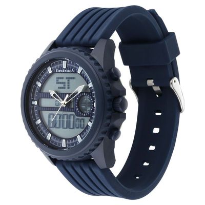 Fastrack NR38064PP03 Streetwear Quartz Analog Digital Blue Dial PU Strap Watch_img_2