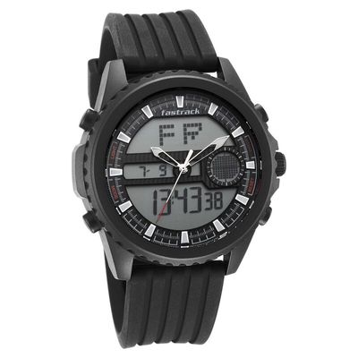 Fastrack NS38064PP01 Streetwear Quartz Analog Digital Black Dial PU Strap Watch_img_0