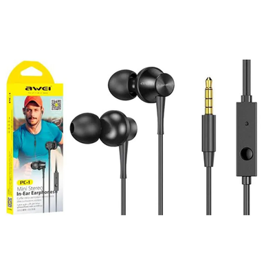 Awei PC-1 Earphones Headphones Mini Stereo In-Ear Earphone 3.5mm Aux Jack Earbuds_img_2