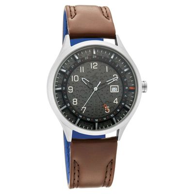 Fastrack NN3205TL01 Titanium Quartz Analog Date Grey Dial Leather Strap Watch_img_0