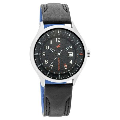 Fastrack NN3205TL02 Titanium Quartz Analog Date Grey Dial Leather Strap Watch_img_0