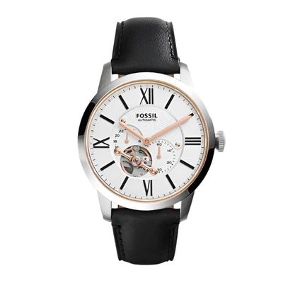 FOSSIL TOWNSMAN AUTOMATIC WHITE DIAL LEATHER STRAP WATCH ME3104_img_0