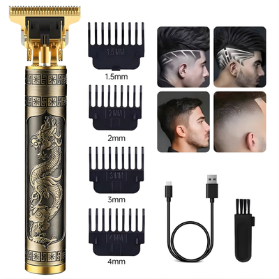 Vintage T9 Metal Electric Hair Trimmer – Premium Rechargeable Beard Shaver for Men_img_1