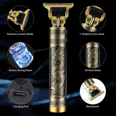 Vintage T9 Metal Electric Hair Trimmer – Premium Rechargeable Beard Shaver for Men_img_5