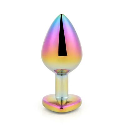 Cute Rainbow Anal Plugs Heart-shaped Metal Crystal Jewelry Small Adult Anal Plugs Female Male Couple Flirting Masturbation_img_4