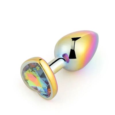 Cute Rainbow Anal Plugs Heart-shaped Metal Crystal Jewelry Small Adult Anal Plugs Female Male Couple Flirting Masturbation_img_2