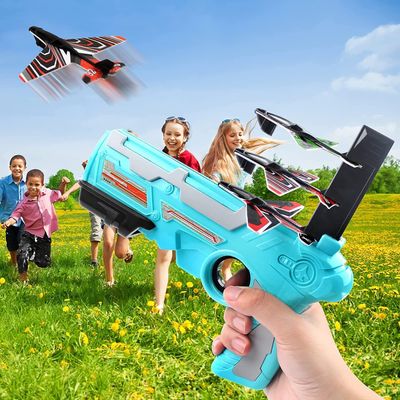 Air Battle Gun with 4 Foam Aircrafts for Kids Outdoor Sport Activity_img_1