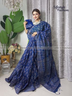 প্রিমিয়াম কোয়ালিটি কটন আরামদায়ক ভেজিটেবল বাটিক শাড়ি (C-258)