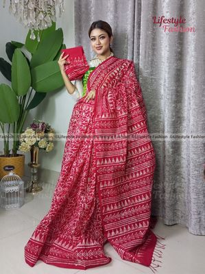 প্রিমিয়াম কোয়ালিটি কটন আরামদায়ক ভেজিটেবল বাটিক শাড়ি (C-260)