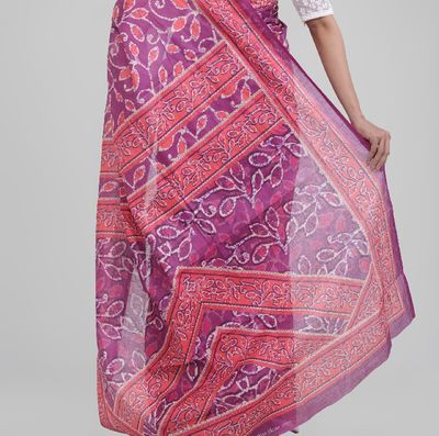 Sophisticated Violet Digital Printed Saree | All-Over Print with Contrasting Aanchal & Border_img_7