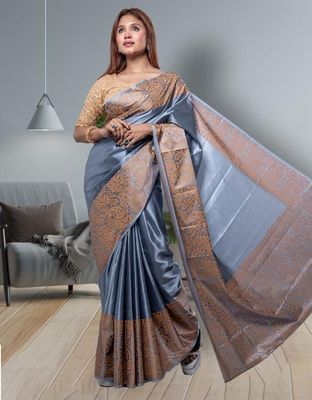 Solid Color Printed Silk Sharee_img_2