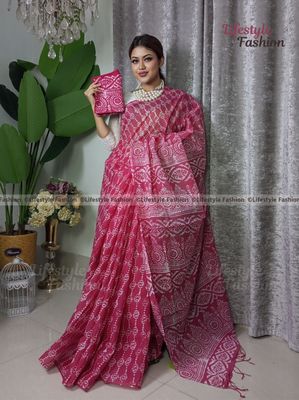 প্রিমিয়াম কোয়ালিটি কটন আরামদায়ক ভেজিটেবল বাটিক শাড়ি (C-267)