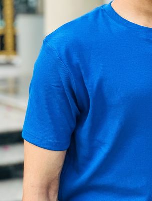 2x2 Ribbed Cotton-Viscose Solid Crew Tee X Royal Blue_img_1