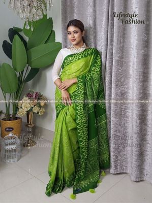 প্রিমিয়াম কোয়ালিটি কটন আরামদায়ক ভেজিটেবল বাটিক শাড়ি (C-268)