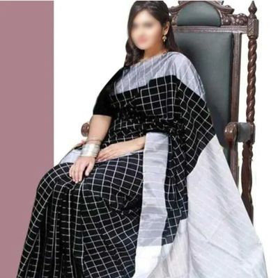 Black & White Halfsilk Saree for Women_img_1