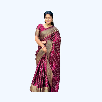 Premium Japanese Silk Saree with Screen Print Work | Matching Blouse Piece_img_1