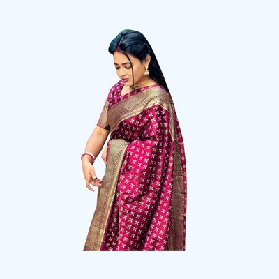Premium Japanese Silk Saree with Screen Print Work | Matching Blouse Piece_img_2