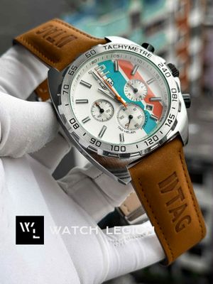 TAG BELT ANNIVERSARY GULF SILVER CASE WHITE DIAL MUSTARD BELT_img_1