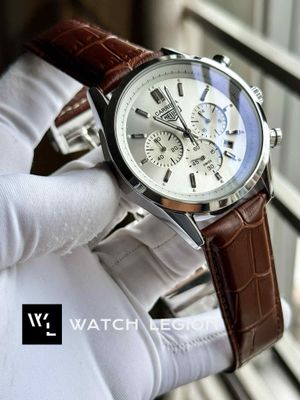 TAG BELT 3 CHRONO SILVER BODY BROWN BELT WHITE DIAL_img_1