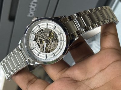 FOSSIL AUTO CHAIN FULL SILVER WHITE DIAL_img_0