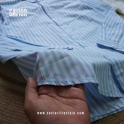 Sky White Stripe - Old Money Full Sleeve Shirt_img_2
