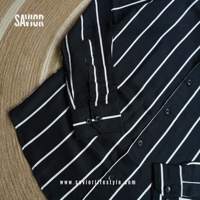 Black Stripe - Old Money Full Sleeve Shirt_img_3