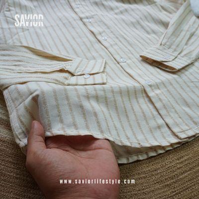Almond Stripe - Old Money Full Sleeve Shirt_img_1