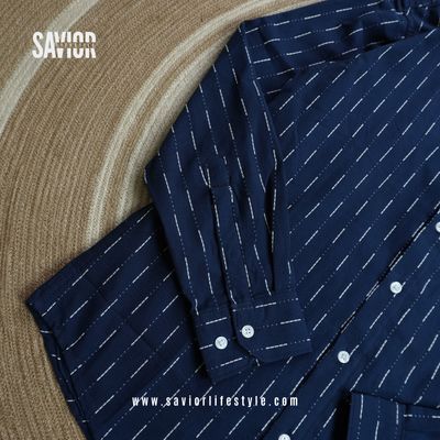 Navy Stitch - Old Money Full Sleeve Shirt_img_2