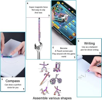 HKDGYHON Toy Pen, Decompression Magnetic Metal Pen, Multifunction Writing Magnet Ballpoint Pen, Gift for Kids or Friends (Colorful)_img_3