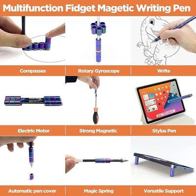 HKDGYHON Toy Pen, Decompression Magnetic Metal Pen, Multifunction Writing Magnet Ballpoint Pen, Gift for Kids or Friends (Colorful)_img_6