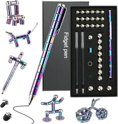 HKDGYHON Toy Pen, Decompression Magnetic Metal Pen, Multifunction Writing Magnet Ballpoint Pen, Gift for Kids or Friends (Colorful)_img_7