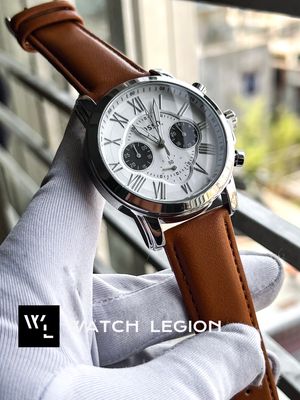 FOSSIL Q MUSTARD BELT SILVER CASE WHITE DIAL BLACK SUB_img_0