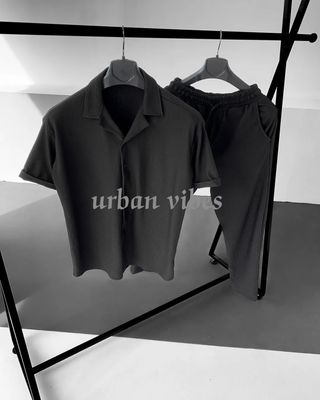 Korean stylish Shirt & Trouser combo set Black Color