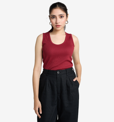 The Composed Ribbed Tank - Merlot_img_1