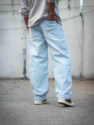 Faded blue baggy fitted denim pant_img_1