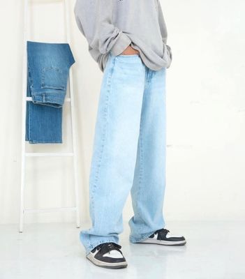 Baggy fitted sky blue denim pant_img_1