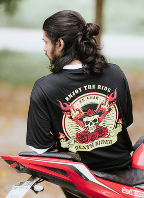 VE Gear “DEATH RIDER”  Black and white Oversized T-shirt_img_4