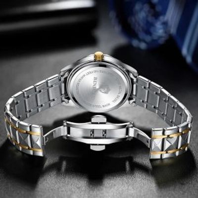 BINBOND Original Men’s Luxury Stainless Steel Fashion Business Watch Luminous Dual Calendar_img_2