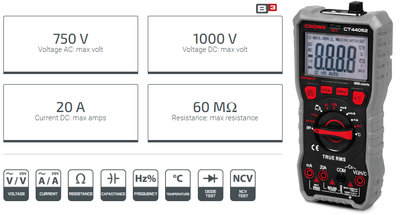 CROWN Digital Multimeter, 750ACV, 1000DCV, 20A; Model : CT44052_img_1