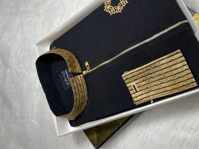 Premium Golden embroidery Black panjabi_img_1