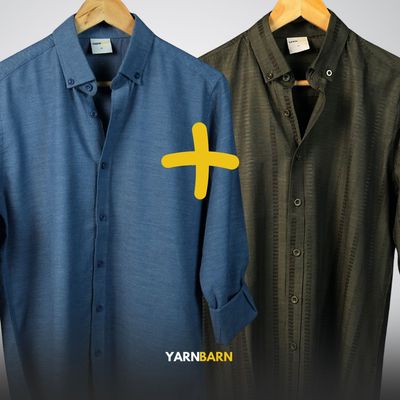 Combo- Midnight Olive + Dusty Blue Buttoned Down Shirt_img_0