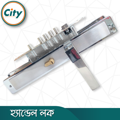 বড় আকারের মডার্ন হ্যান্ডেল লক উচ্চ সুরক্ষার অতিরিক্ত নব সহ প্রধান দরজার জন্য সিলভার রঙের দরজার লক Door Lock_img_2
