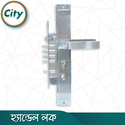 বড় আকারের মডার্ন হ্যান্ডেল লক উচ্চ সুরক্ষার অতিরিক্ত নব সহ প্রধান দরজার জন্য সিলভার রঙের দরজার লক Door Lock_img_3